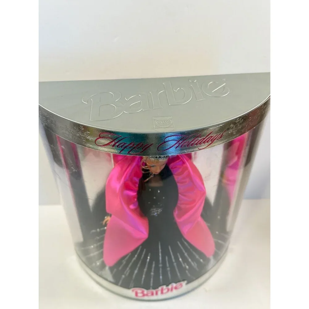 Vintage 1998 Christmas Barbie Happy Holidays Black Crystal Dress Unopened NEW